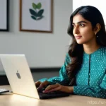 디지털 노마드의 경제적 자립 방법 - **Prompt 1: Aspiring Digital Professional Discovering and Showcasing Skills**
    "A vibrant, medium...