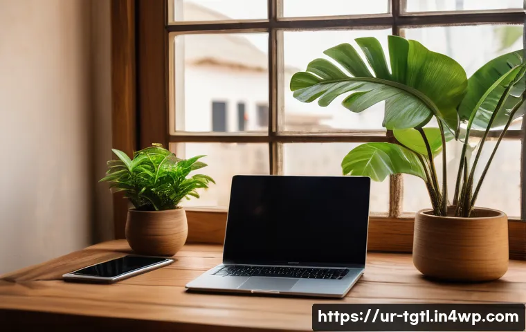 디지털 노마드의 자원 관리와 환경 보호 - A modern digital nomad workspace set in a cozy, eco-friendly cafe in Karachi, Pakistan, showcasing e...