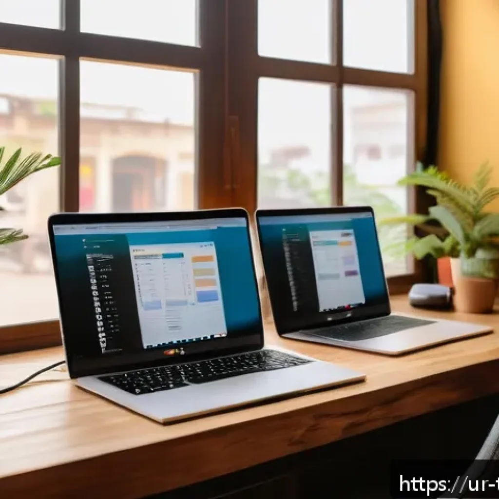 디지털 노마드의 업무 효율성 향상 팁 - A serene, well-organized digital nomad workspace set in a cozy café in Karachi, Pakistan, with warm ...